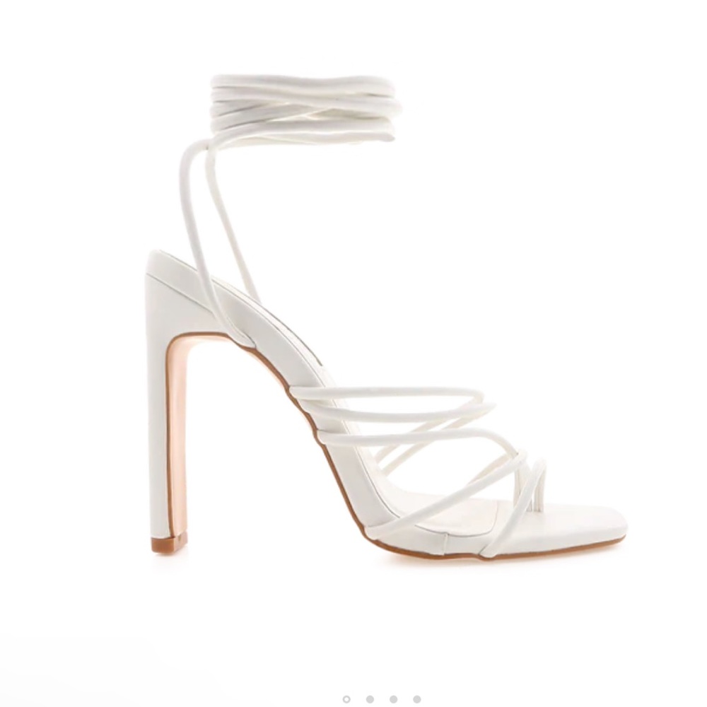 Billini heels white strappy ankle tie heels